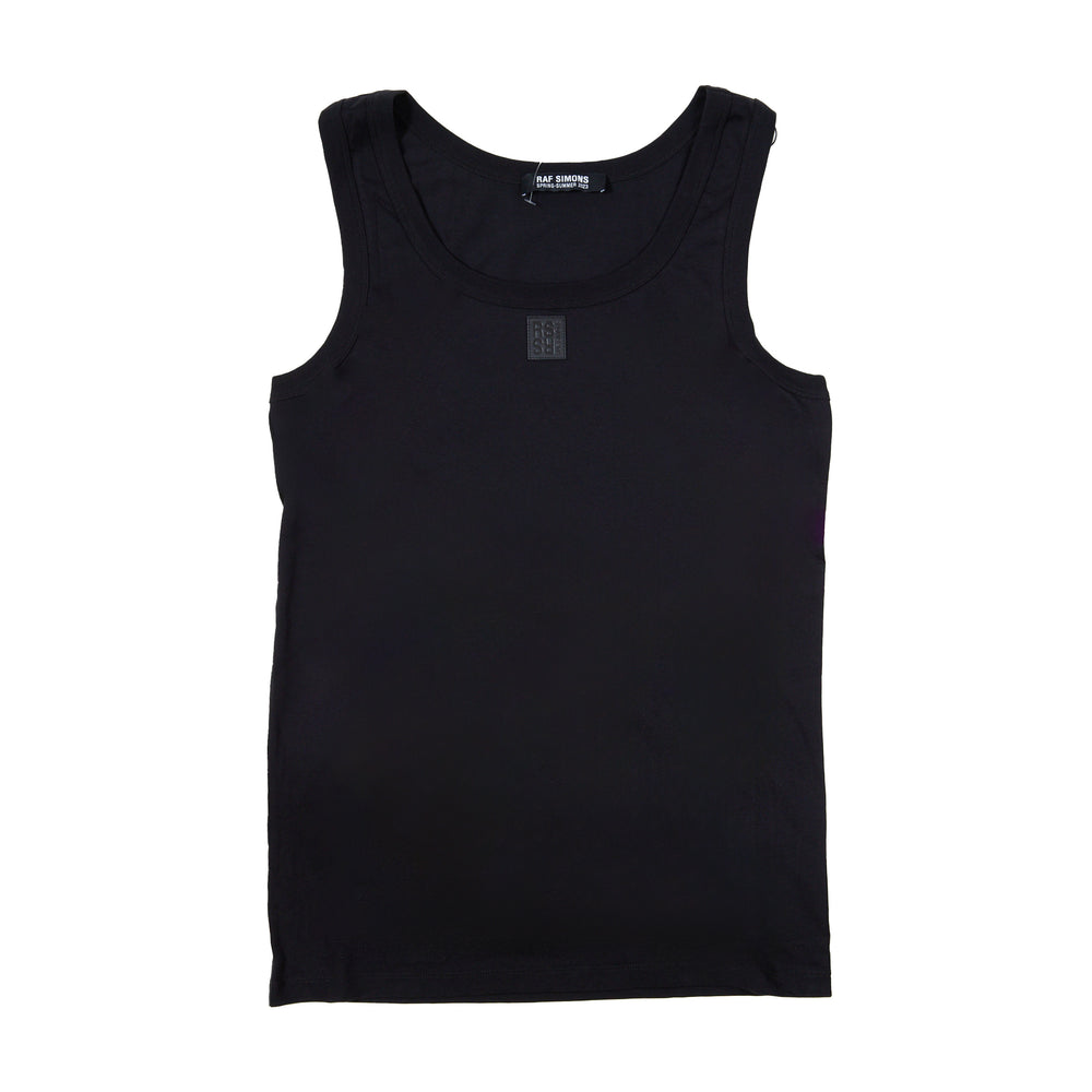Raf Simons Leather Patch Tank Top In Black - CNTRBND