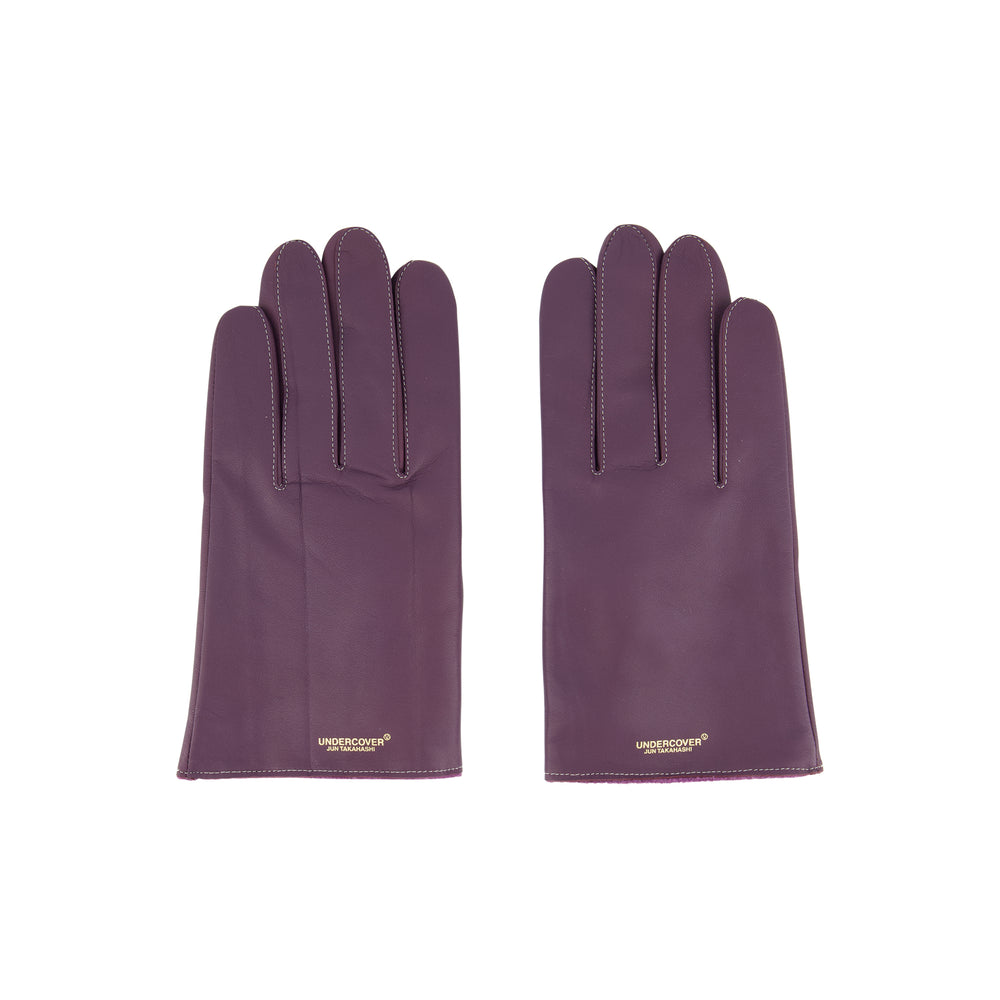 UNDERCOVER Logo Leather Gloves In Purple - CNTRBND