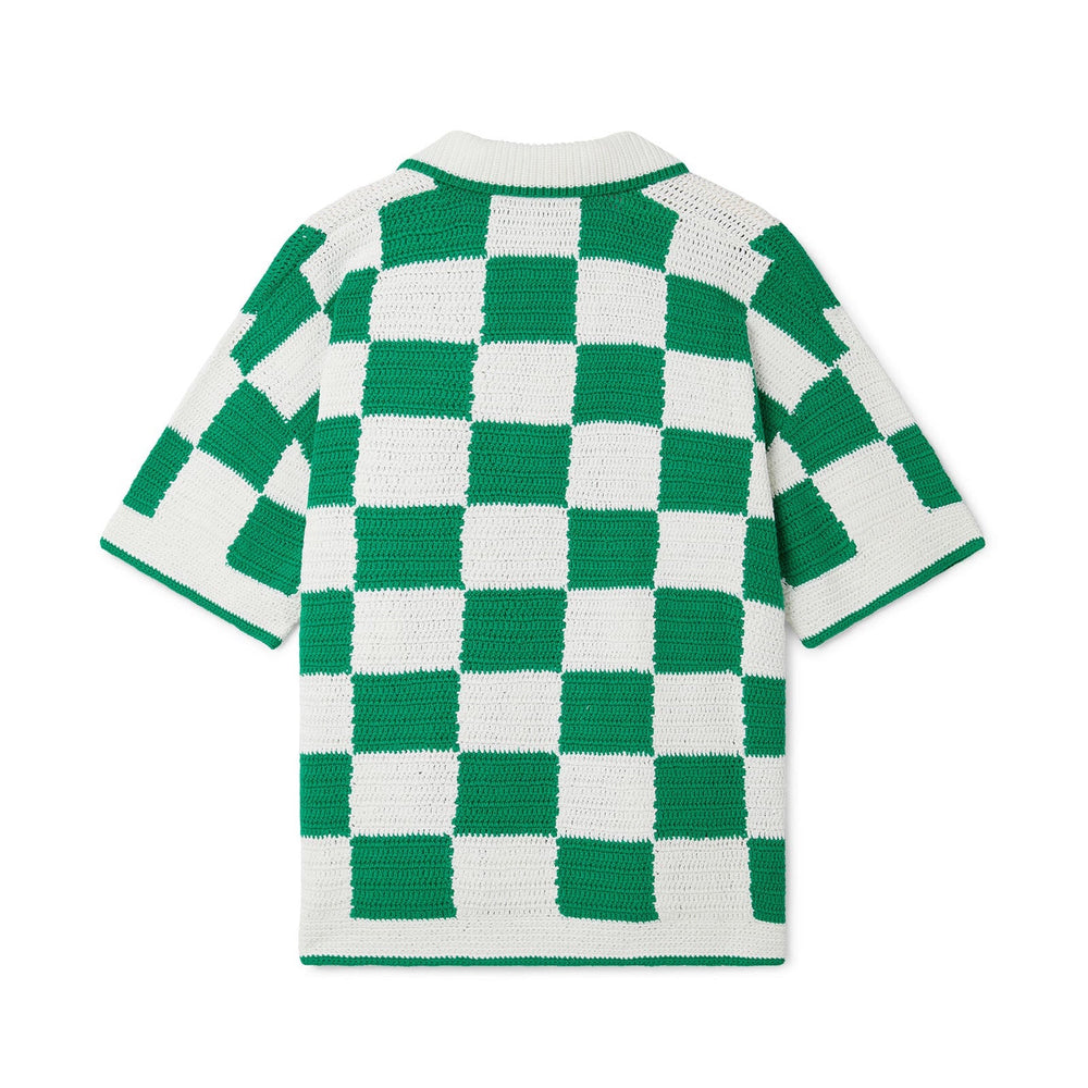 Casablanca Scuba Crochet Shirt In Green/White - CNTRBND