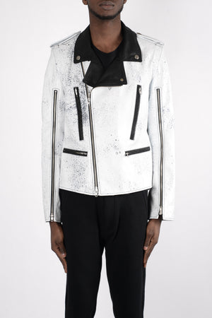 Ann Demeulemeester Cawston Leather Jacket In Black/White - CNTRBND