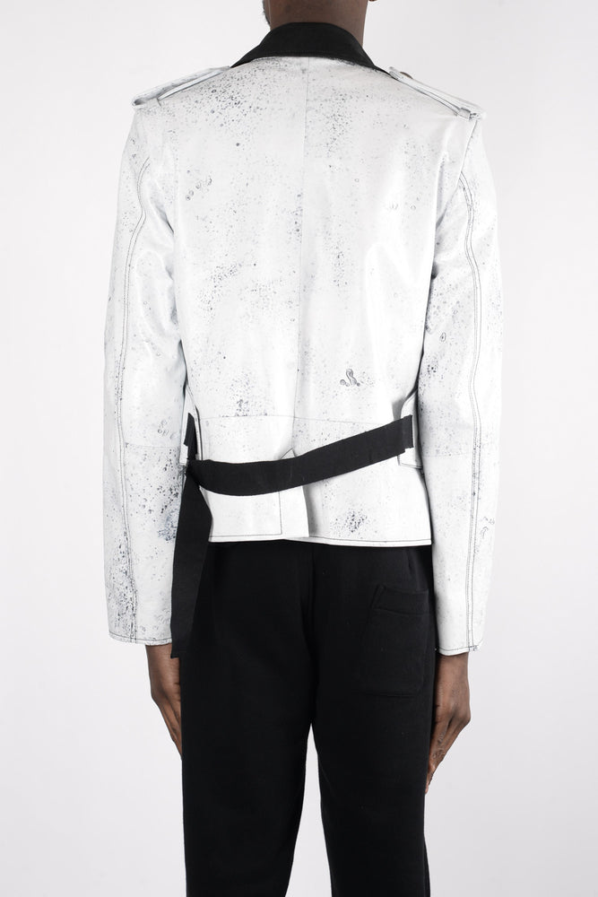 Ann Demeulemeester Cawston Leather Jacket In Black/White - CNTRBND
