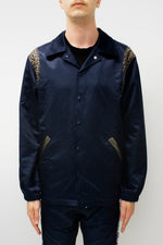 JUST DON Reversible Varsity Coaches Jacket In Navy - CNTRBND