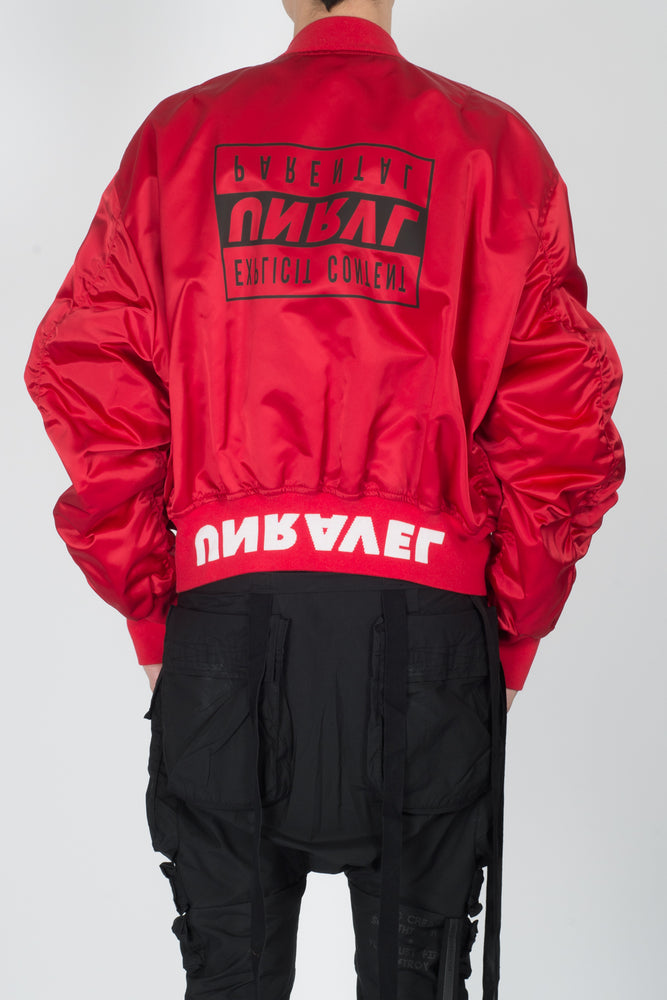 UNRAVEL Explicit NYL Chop Over Bomber In Red - CNTRBND