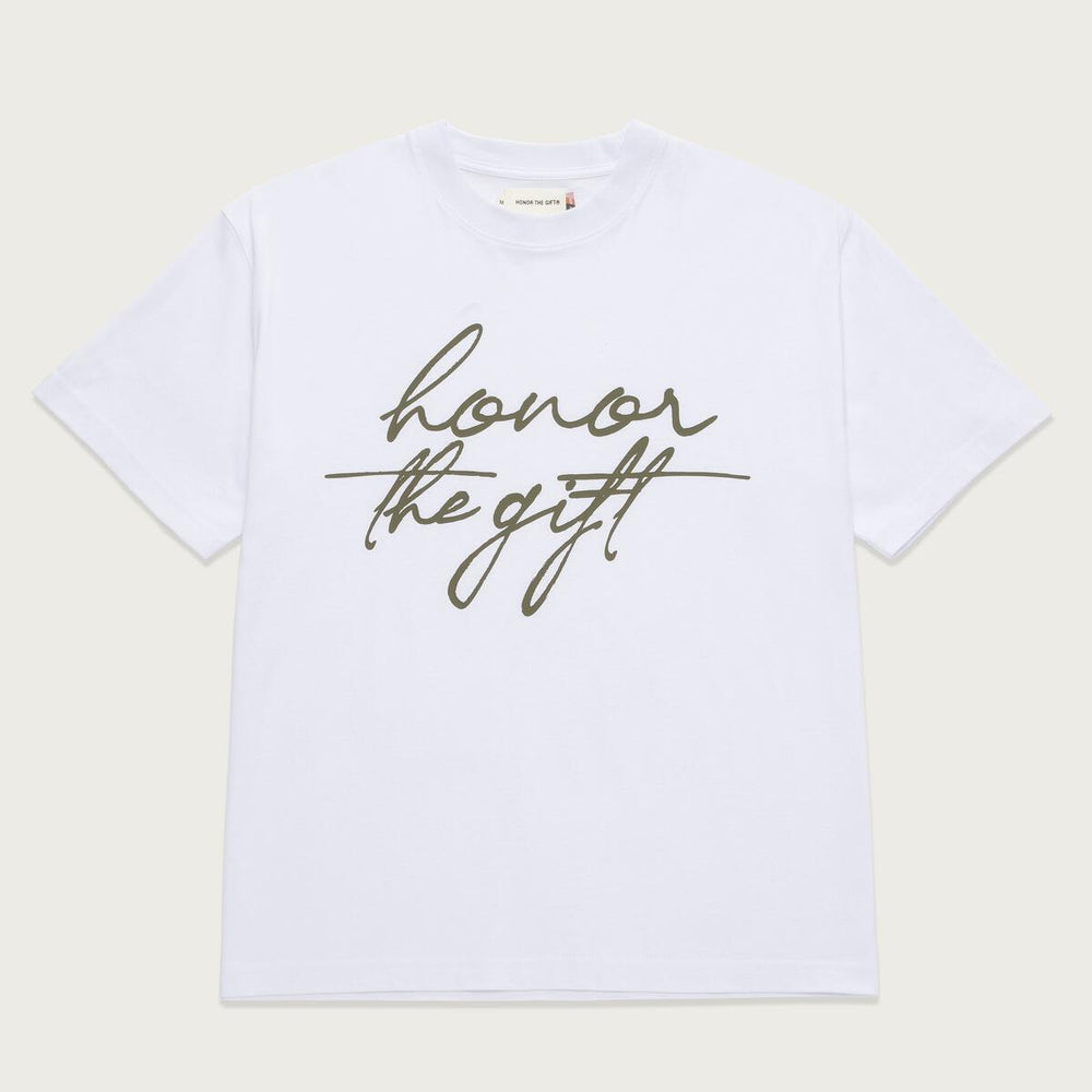 Honor The Gift HTG Script S/S Tee In White - CNTRBND