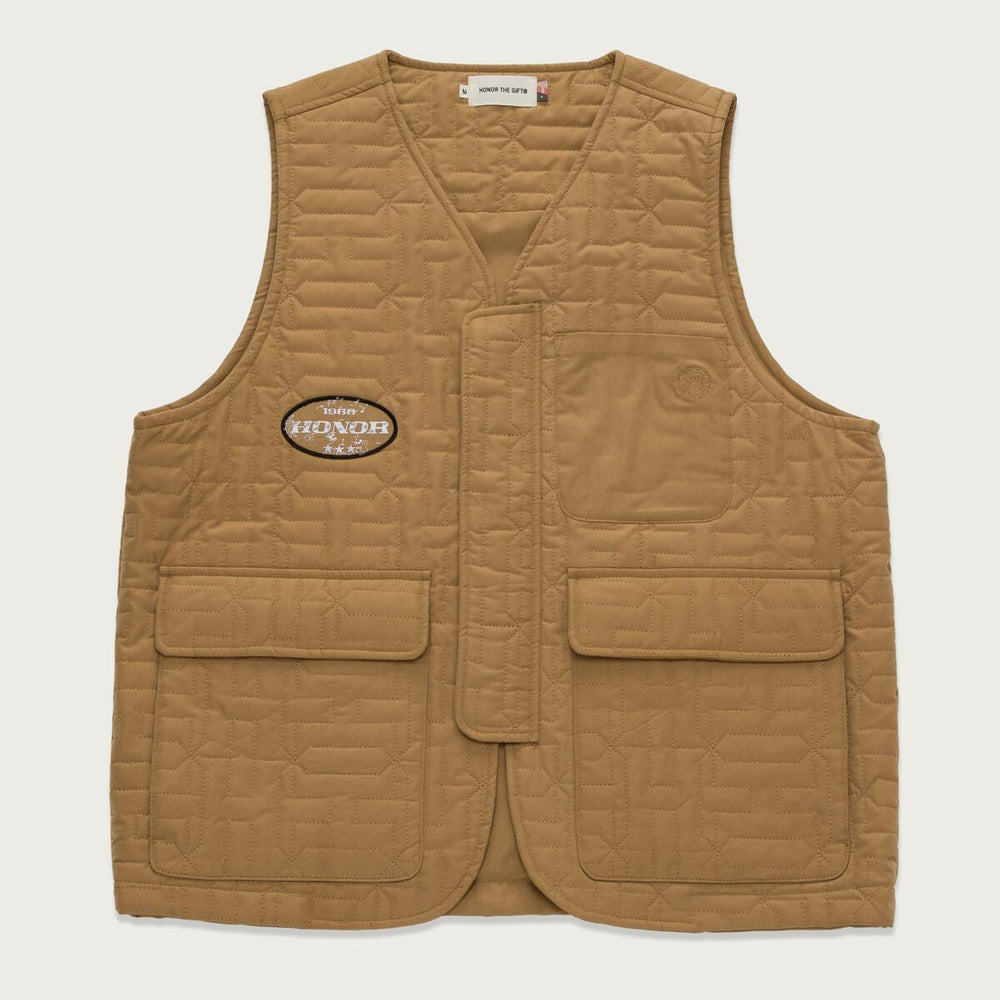 Honor The Gift Quilted Vest In Khaki - CNTRBND