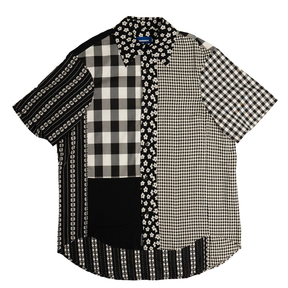Ader Error Funmix Paneled S/S Shirt In Black/White - CNTRBND