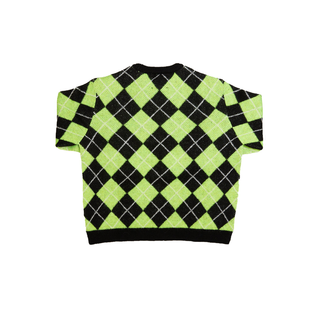AWAKE NY Argyle Mohair Sweater In Lime Green - CNTRBND