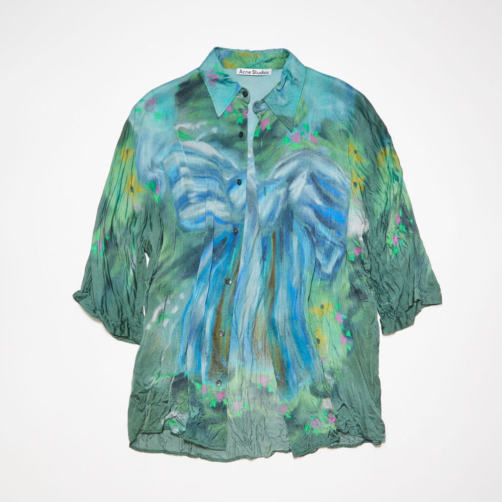 Acne Studios Printed S/S Shirt In Sage/Blue - CNTRBND