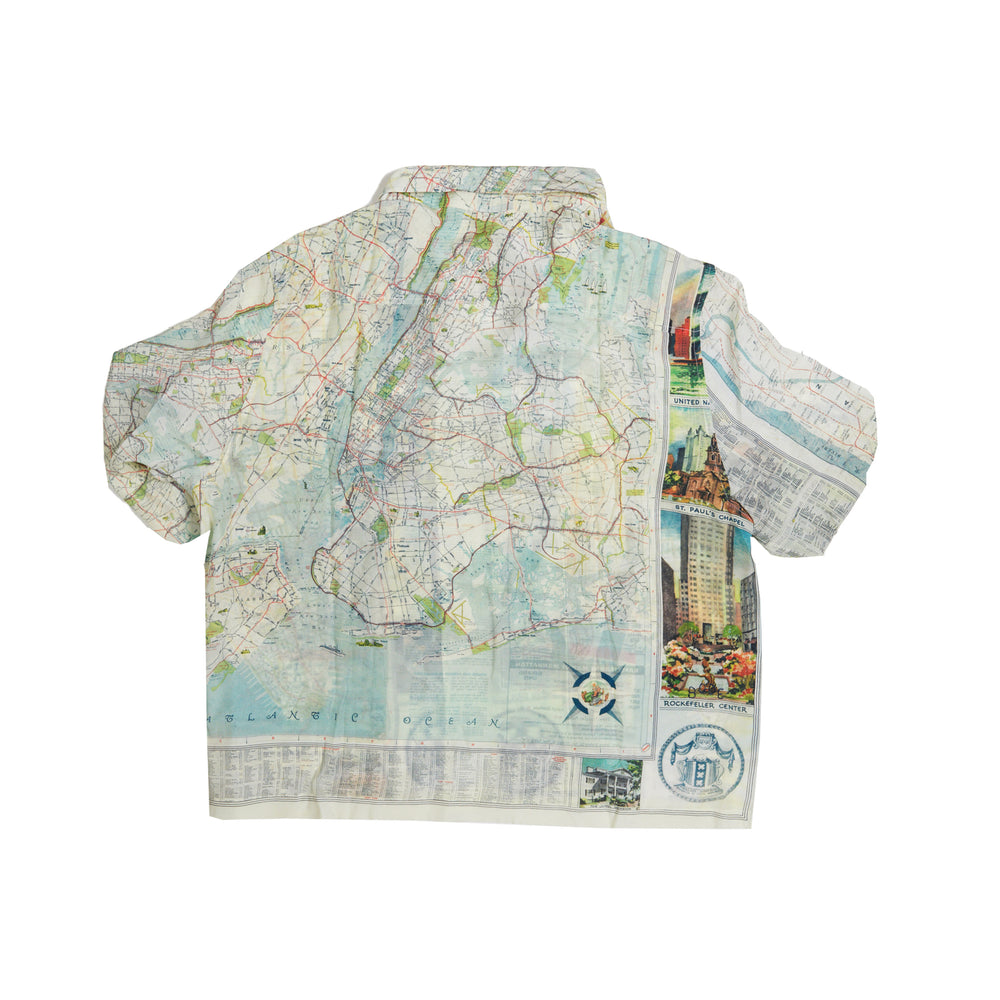 BODE New York City Map L/S Shirt In Cream - CNTRBND