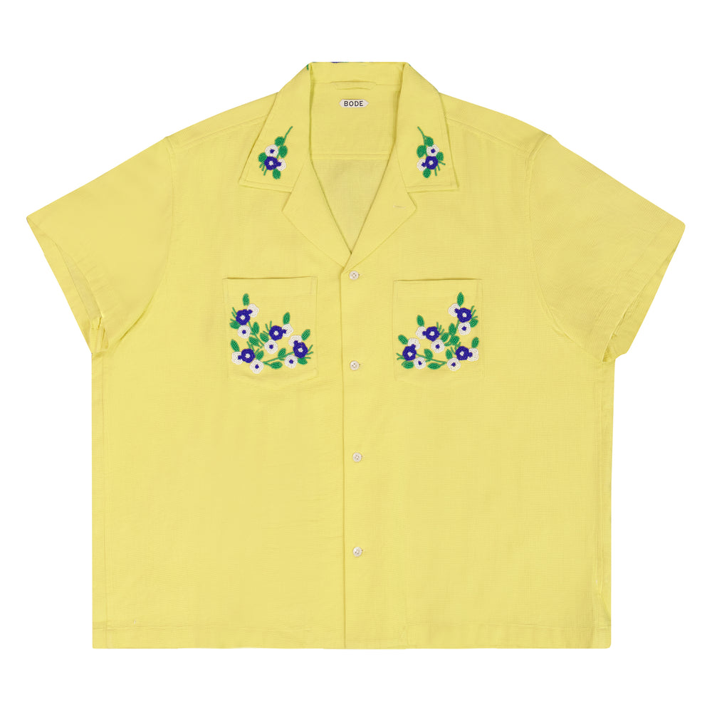 BODE Beaded Chicory S/S Shirt In Yellow - CNTRBND