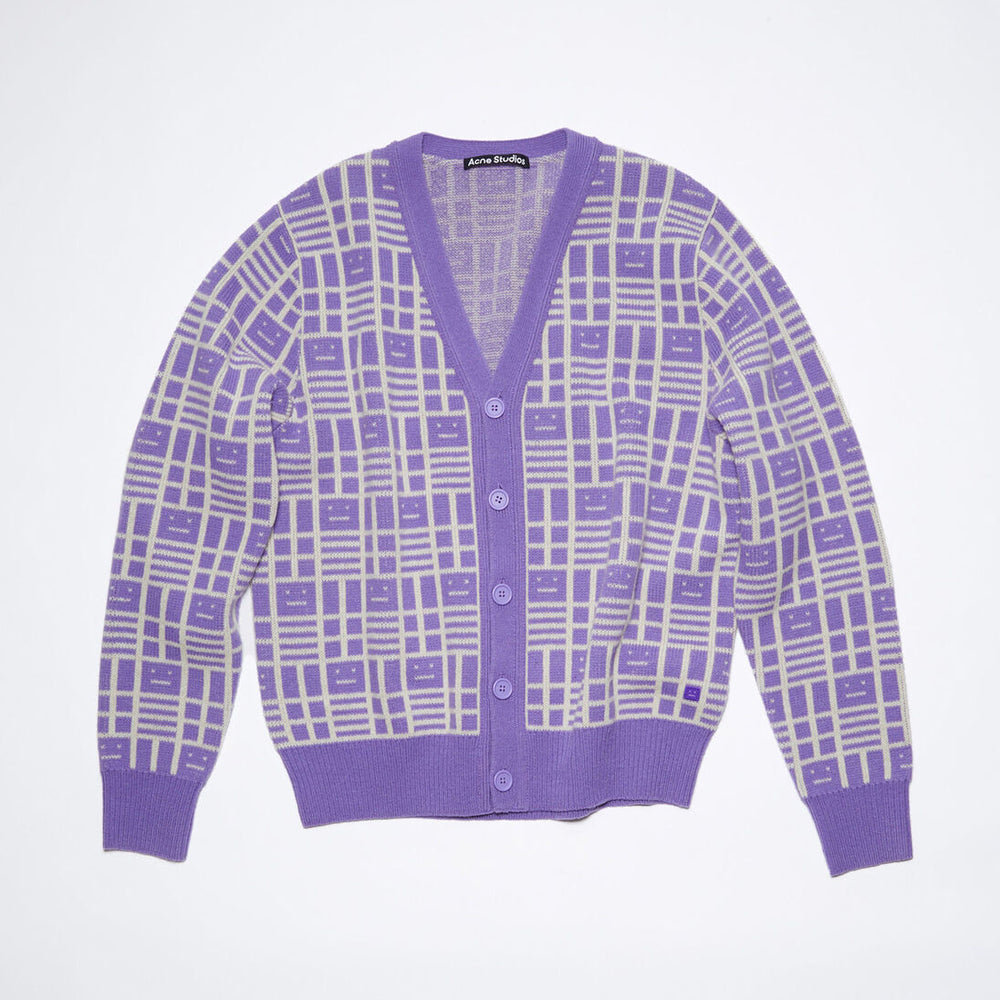
                
                    Load image into Gallery viewer, Acne Studios Face Cardigan In Iris Purple - CNTRBND
                
            