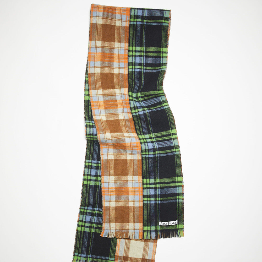 Acne Studios Mixed Check Wool Scarf In Multi - CNTRBND