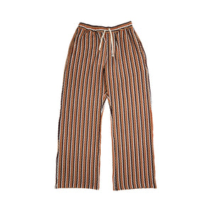 CMMN SWDN Corey Stripe Elasticated Trousers In Brown