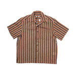CMMN SWDN Ture Stripe Camp Collar Shirt In Brown - CNTRBND