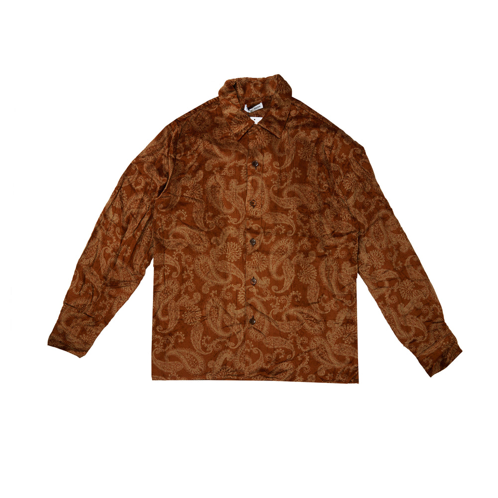 
                
                    Load image into Gallery viewer, CMMN SWDN Rani Paisley Corduroy Shirt In Brown - CNTRBND
                
            