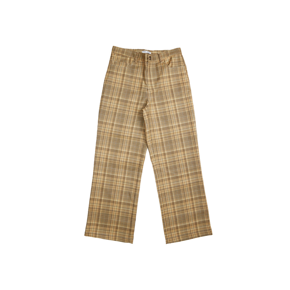 CMMN SWDN Jackson Check Wide Bootcut In Brown - CNTRBND