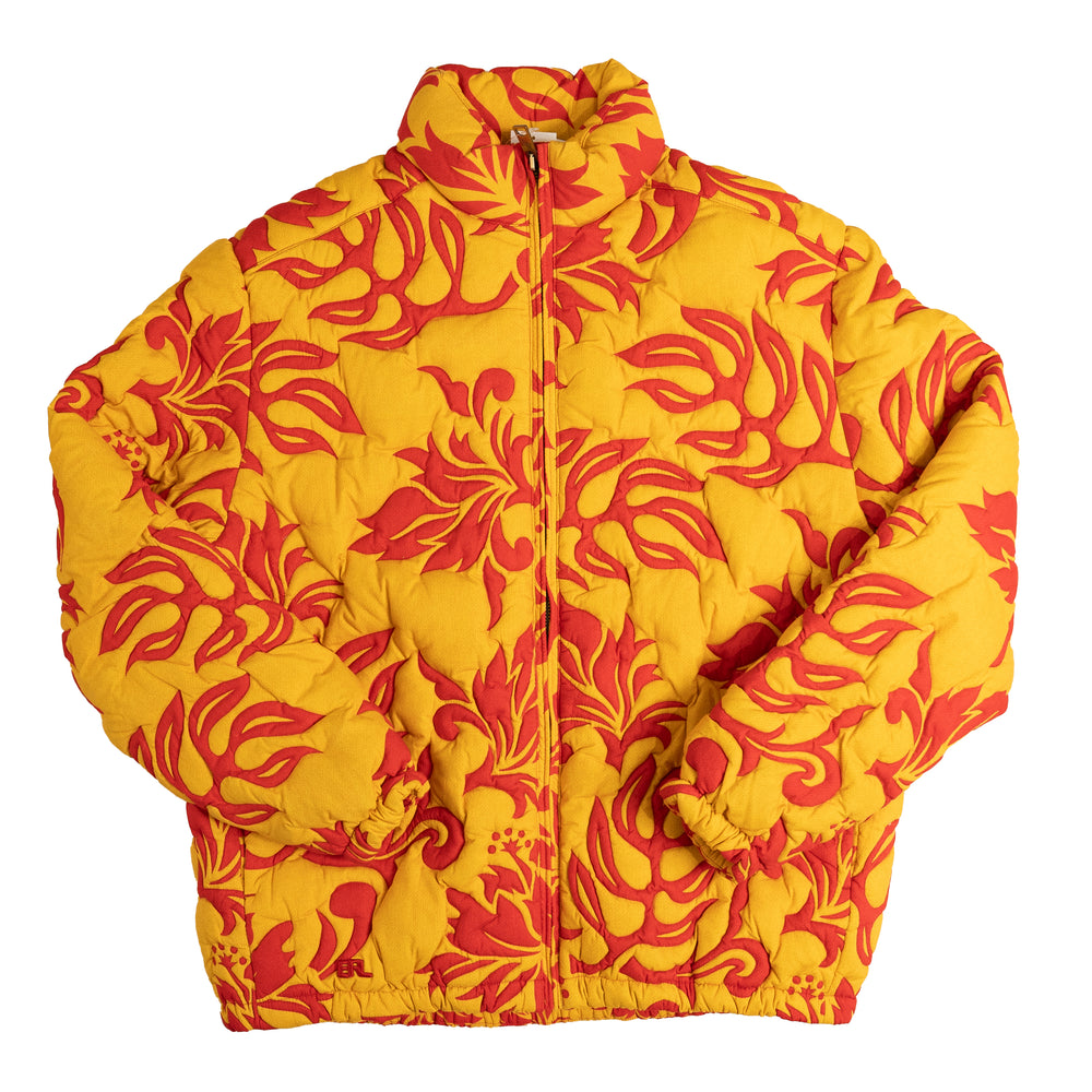 ERL Tropical Flowers Quilted Puffer In Yellow - CNTRBND