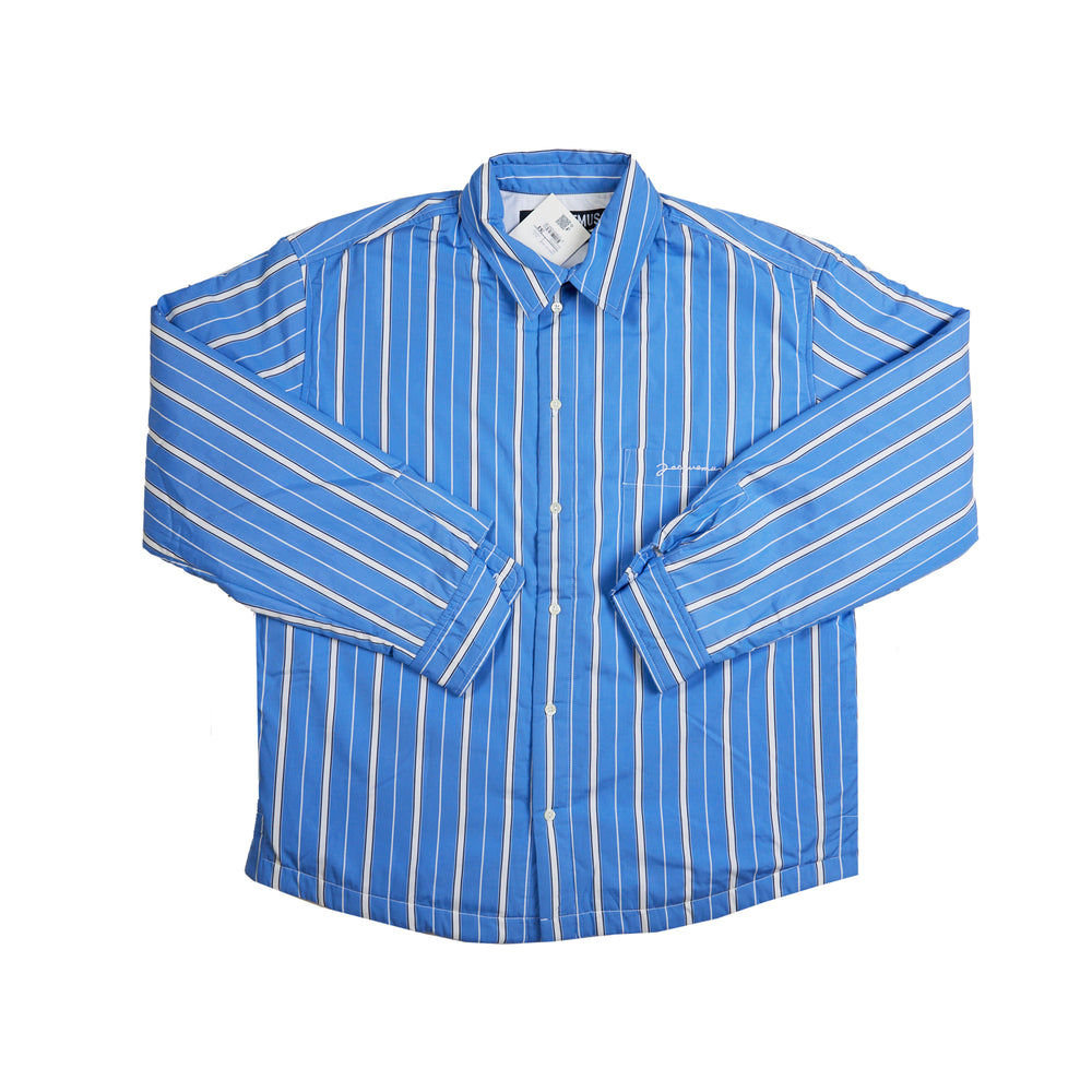 
                
                    Load image into Gallery viewer, Jacquemus La Chemise Boulanger Stripe Overshirt In Blue - CNTRBND
                
            