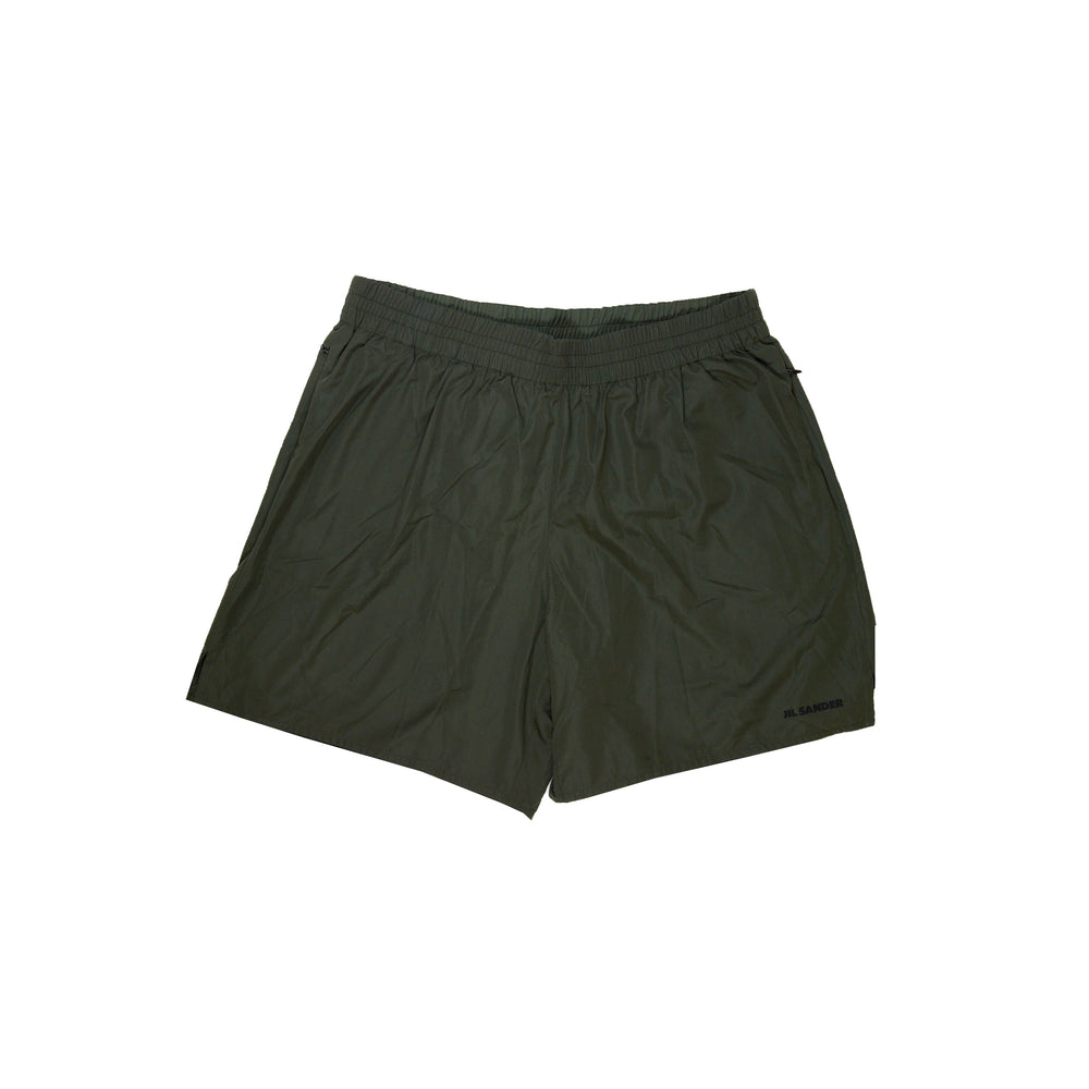 JIL SANDER Double Layer Logo Shorts In Army Green - CNTRBND