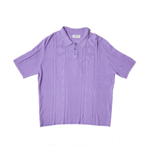 Marine Serre Pointelle Knitted Polo In Lilac - CNTRBND