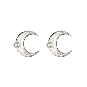 
                
                    Load image into Gallery viewer, Marine Serre Tin Moon Stud Earrings In Silver - CNTRBND
                
            