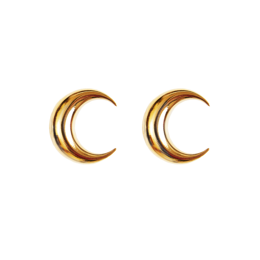 Marine Serre Tin Moon Stud Earrings In Gold - CNTRBND