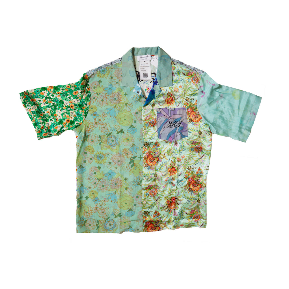 
                
                    Load image into Gallery viewer, Marine Serre Silk Scarves Bowling Shirt In Bok Choy - CNTRBND
                
            