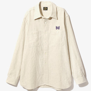 
                
                    Load image into Gallery viewer, NEEDLES Pin Stripe Work Shirt In Cream - CNTRBND
                
            