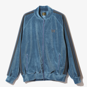 
                
                    Load image into Gallery viewer, NEEDLES Velour Track Jacket In Smoke Blue - CNTRBND
                
            