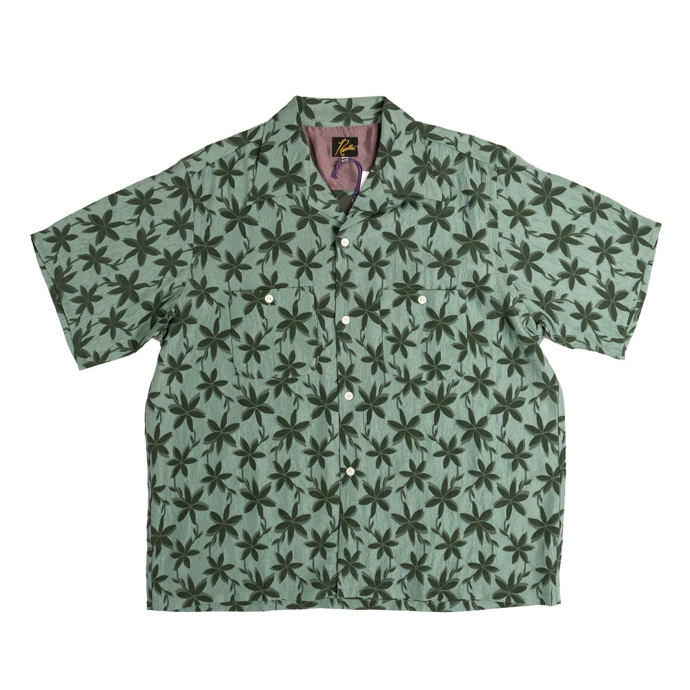 NEEDLES Floral Jq S/S One-Up Shirt In Green - CNTRBND