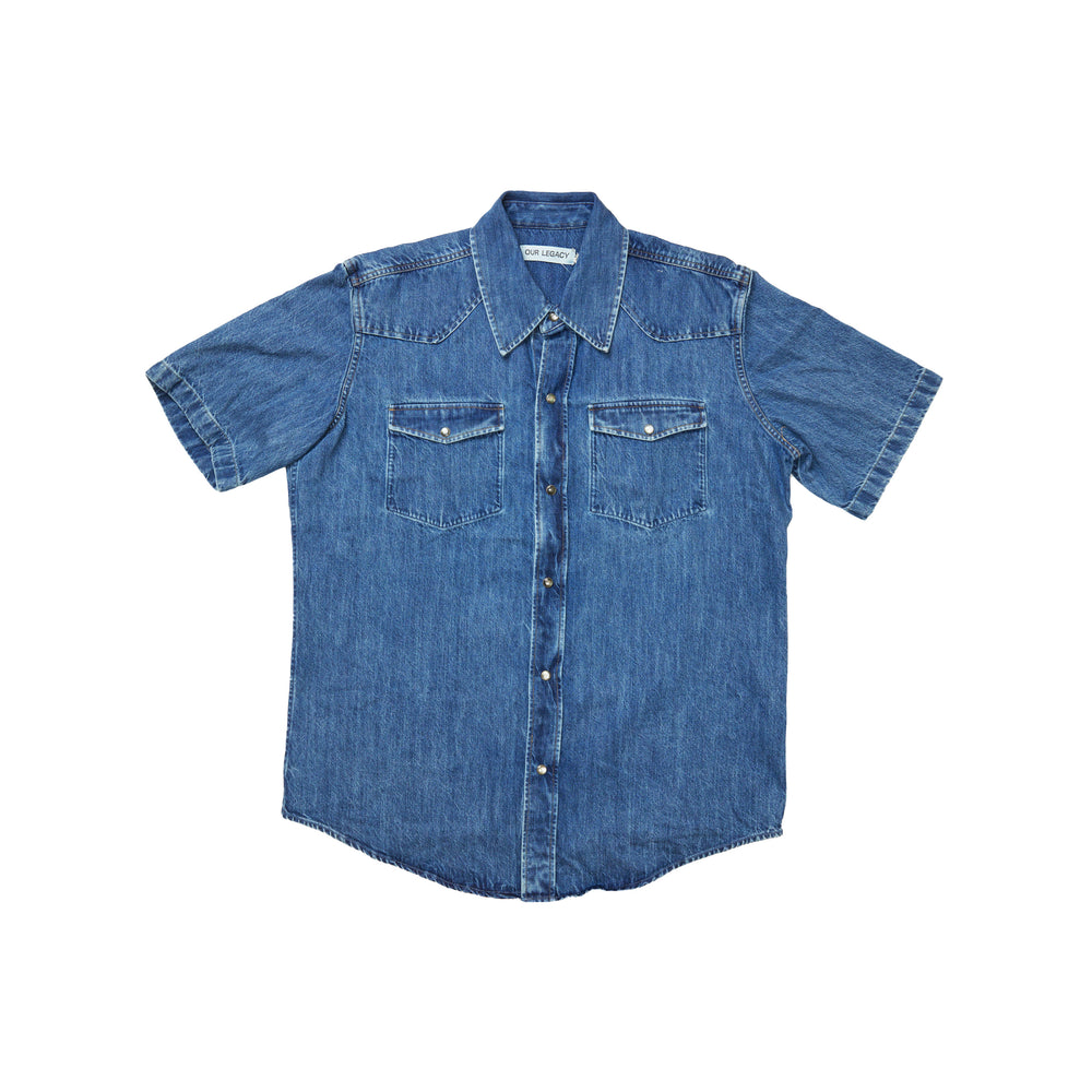 
                
                    Load image into Gallery viewer, Our Legacy Frontier S/S Denim Shirt In Blue - CNTRBND
                
            