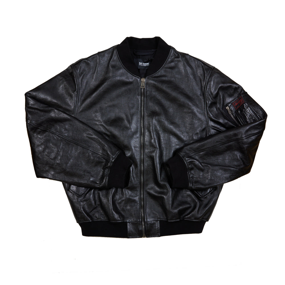 
                
                    Load image into Gallery viewer, Raf Simons Leather Small Bomber In Black - CNTRBND
                
            