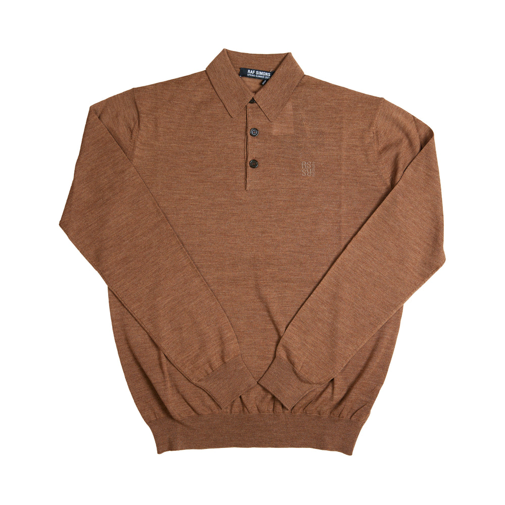 Raf Simons Tonal Embroidery Polo In Camel - CNTRBND