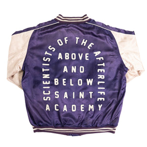 
                
                    Load image into Gallery viewer, Saint Michael x Shermer Academy Stadium Jacket In Purple - CNTRBND
                
            
