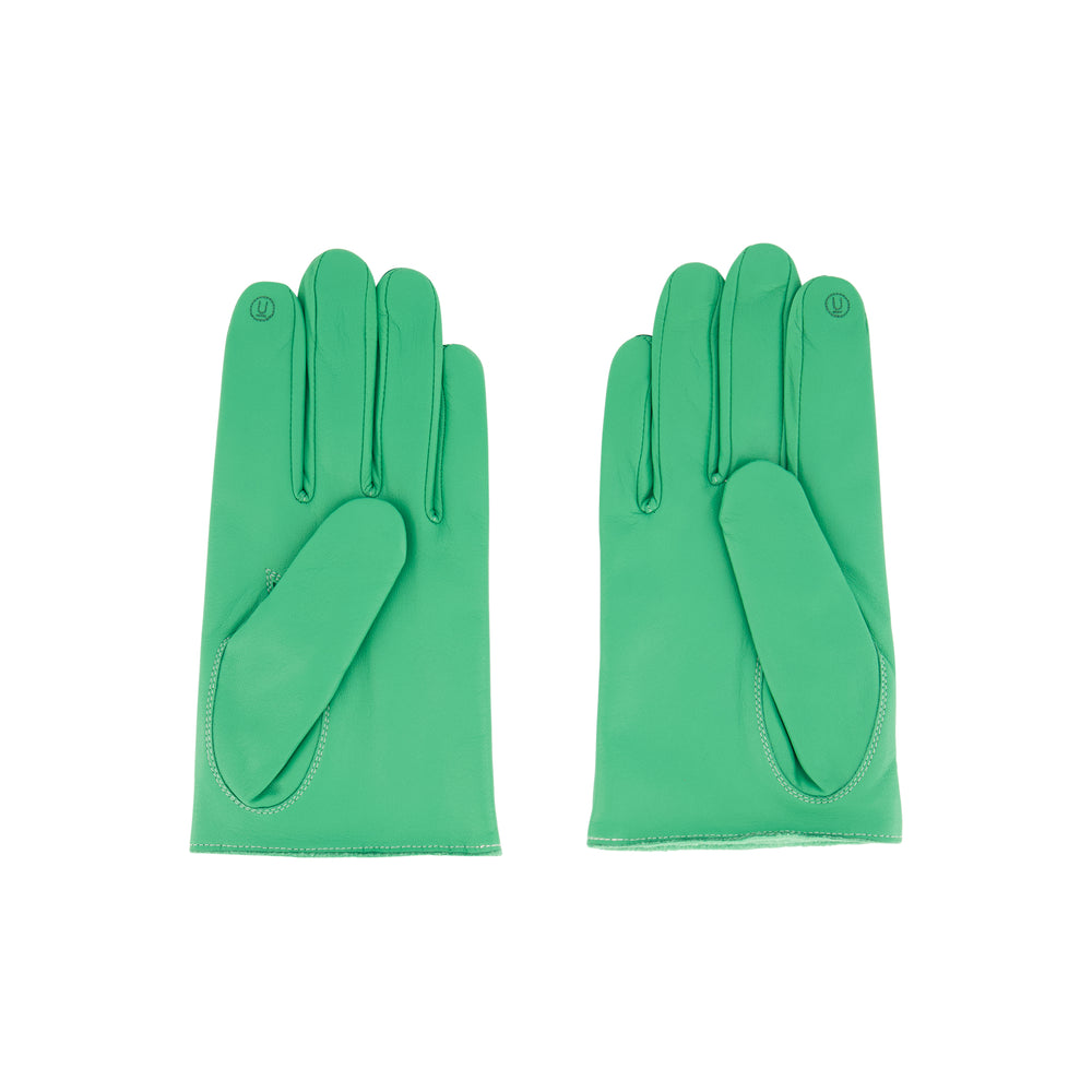 UNDERCOVER Logo Leather Gloves In Green - CNTRBND