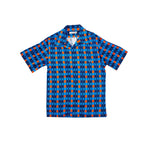 Wales Bonner Highlife Bowling Shirt In Blue/Orange - CNTRBND