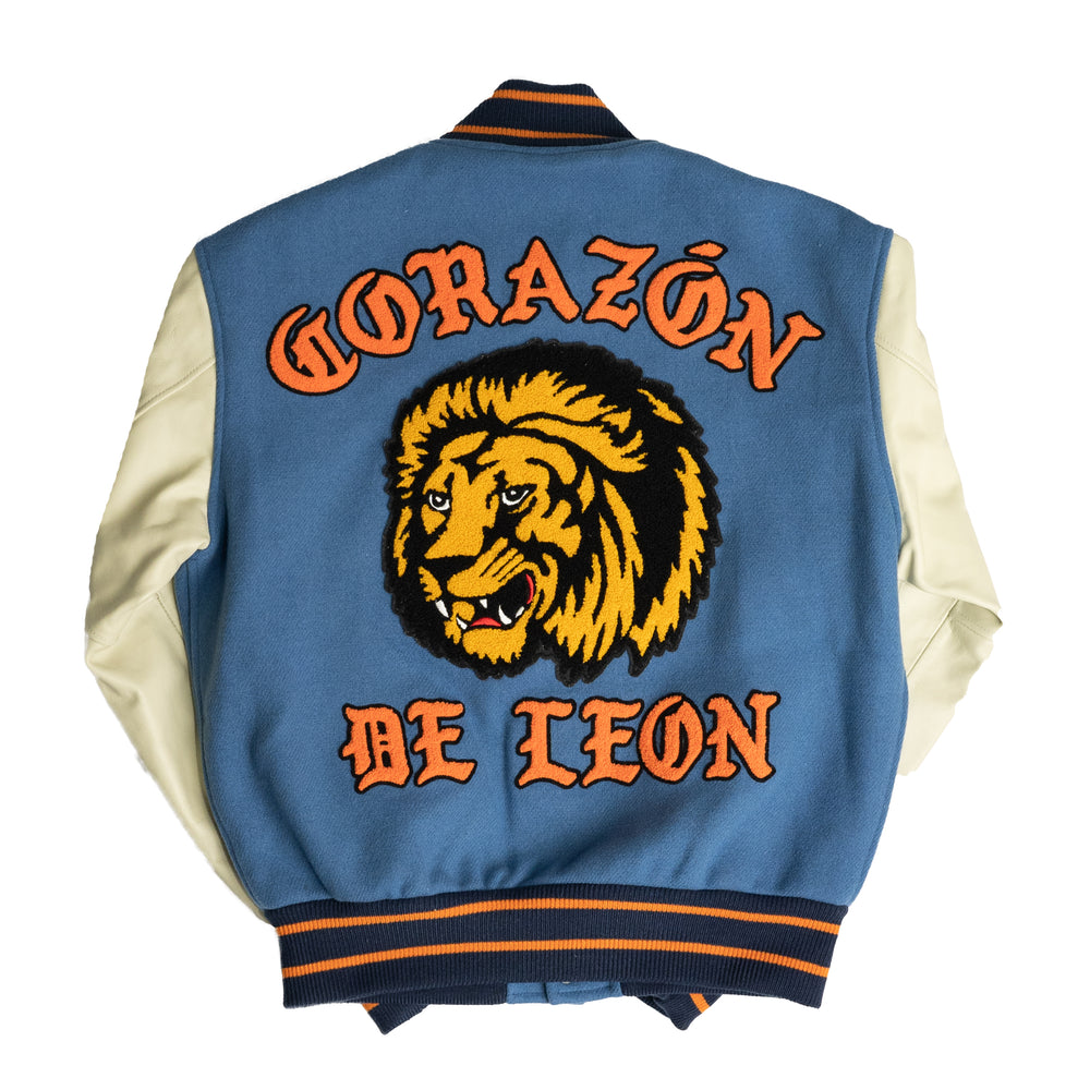 Awake NY Corazon Varsity Jacket In Blue - CNTRBND