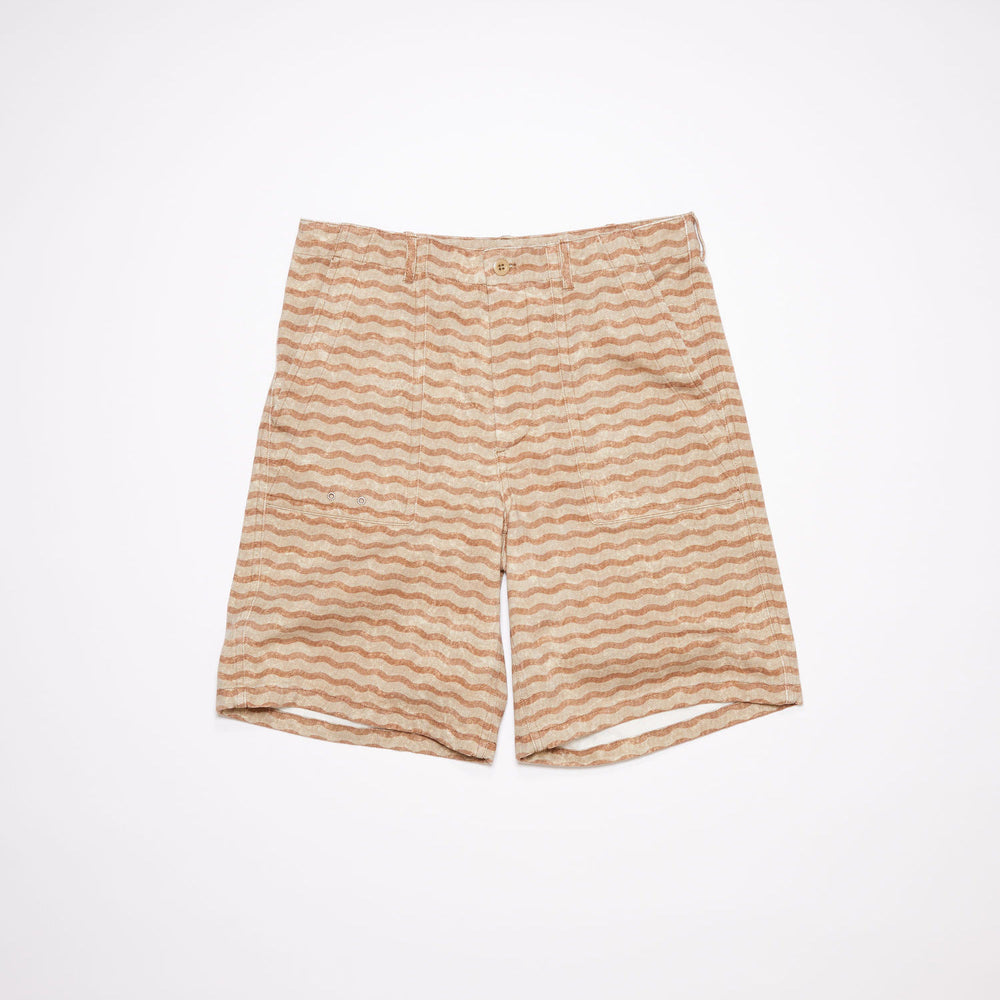 
                
                    Load image into Gallery viewer, Acne Studios Wave Print Shorts In Beige/Camel - CNTRBND
                
            
