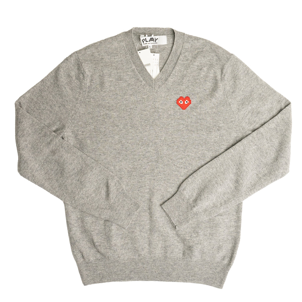 
                
                    Load image into Gallery viewer, COMME DES GARCONS PLAY V-Neck Pullover In Grey - CNTRBND
                
            