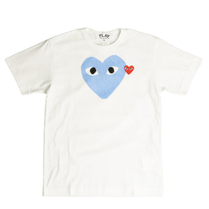 
                
                    Load image into Gallery viewer, COMME DES GARCONS PLAY Blue Heart T-Shirt In White - CNTRBND
                
            