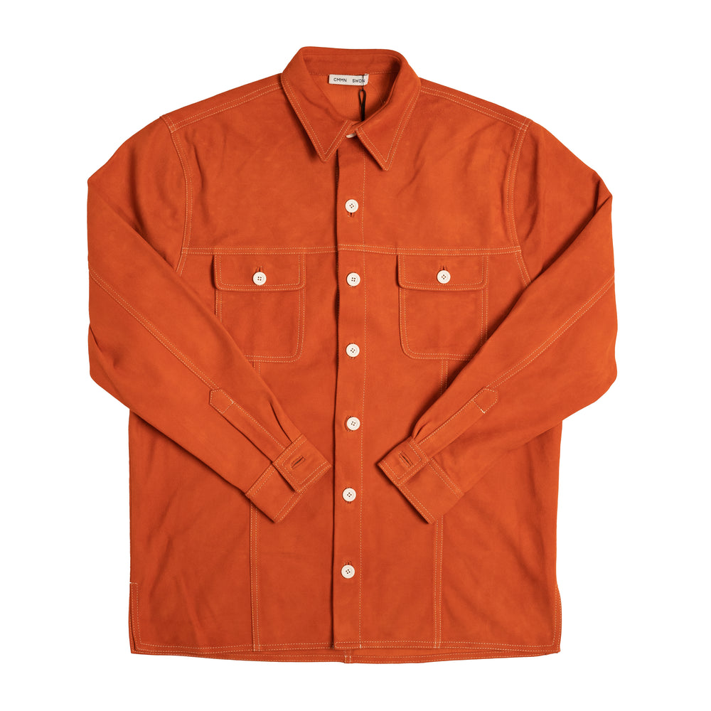 
                
                    Load image into Gallery viewer, CMMN SWDN Gil Suede Overshirt In Clay - CNTRBND
                
            