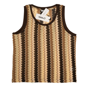 
                
                    Load image into Gallery viewer, CMMN SWDN Knitted Wave Tank In Brown - CNTRBND
                
            