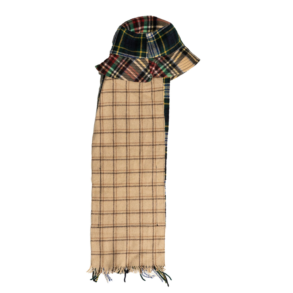 
                
                    Load image into Gallery viewer, Marine Serre Clashing Tartans Bucket-Scarf Hat In Blue - CNTRBND
                
            
