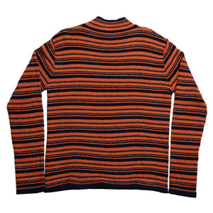 MARNI Knitted Stripe Mock Neck In Brick/Navy - CNTRBND