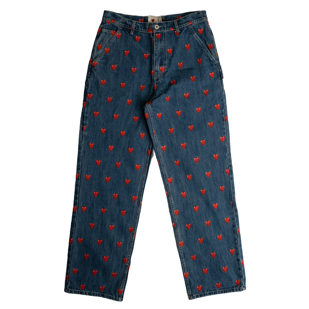 
                
                    Load image into Gallery viewer, EU Logo Pattern Denim Pants In Blue - CNTRBND
                
            