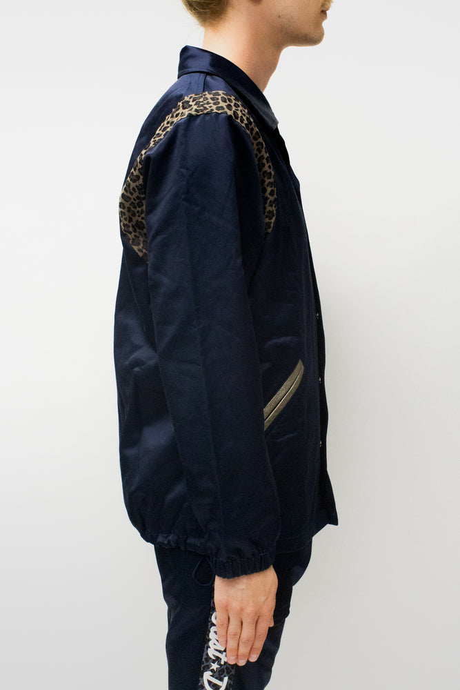 
                
                    Load image into Gallery viewer, JUST DON Reversible Varsity Coaches Jacket In Navy - CNTRBND
                
            
