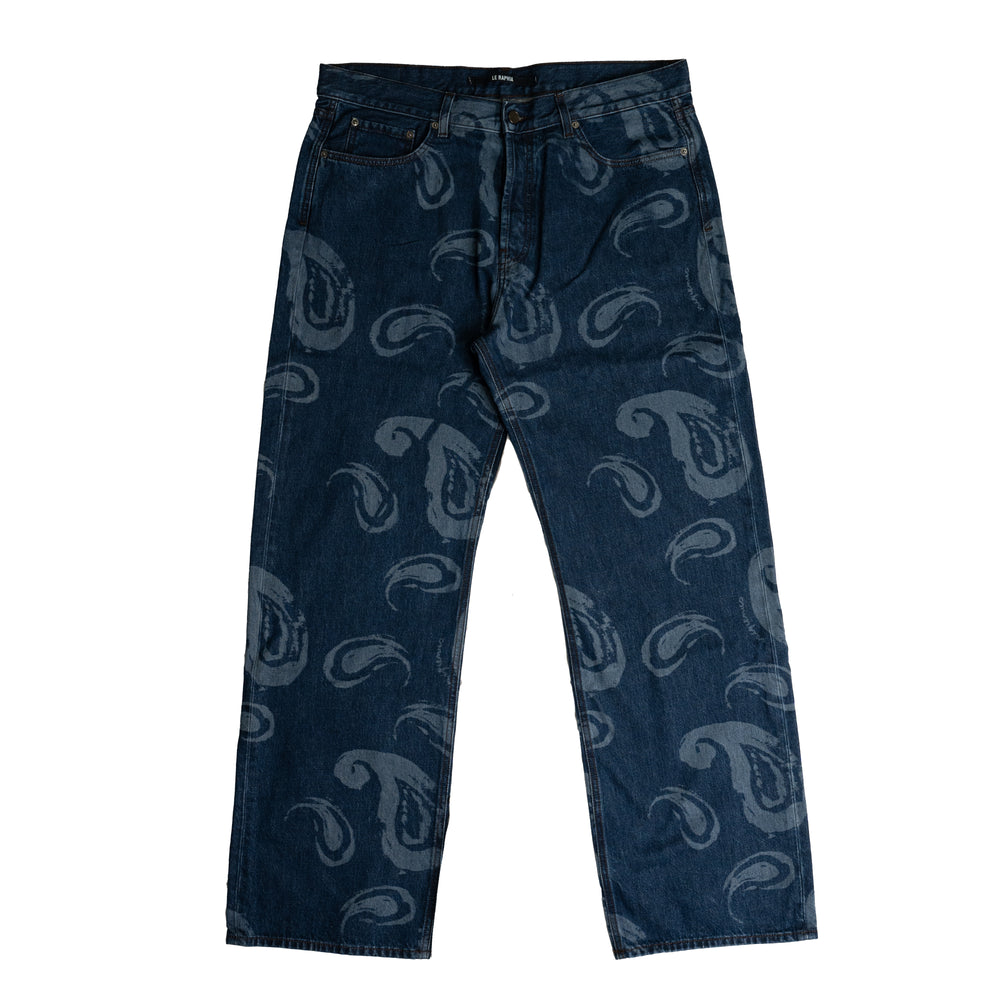 Jacquemus Le De-Nimes Suno Paisley Jeans In Blue - CNTRBND