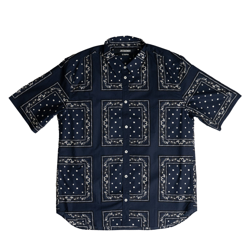 
                
                    Load image into Gallery viewer, Jacquemus La Chemise Melo Paisley Shirt In Navy - CNTRBND
                
            