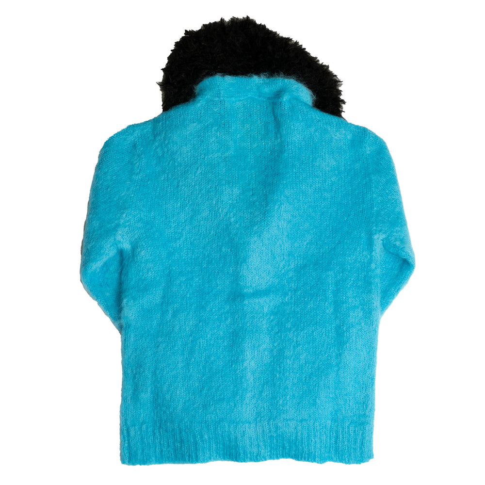 MARNI Classic Mohair Cardigan In Turquoise - CNTRBND