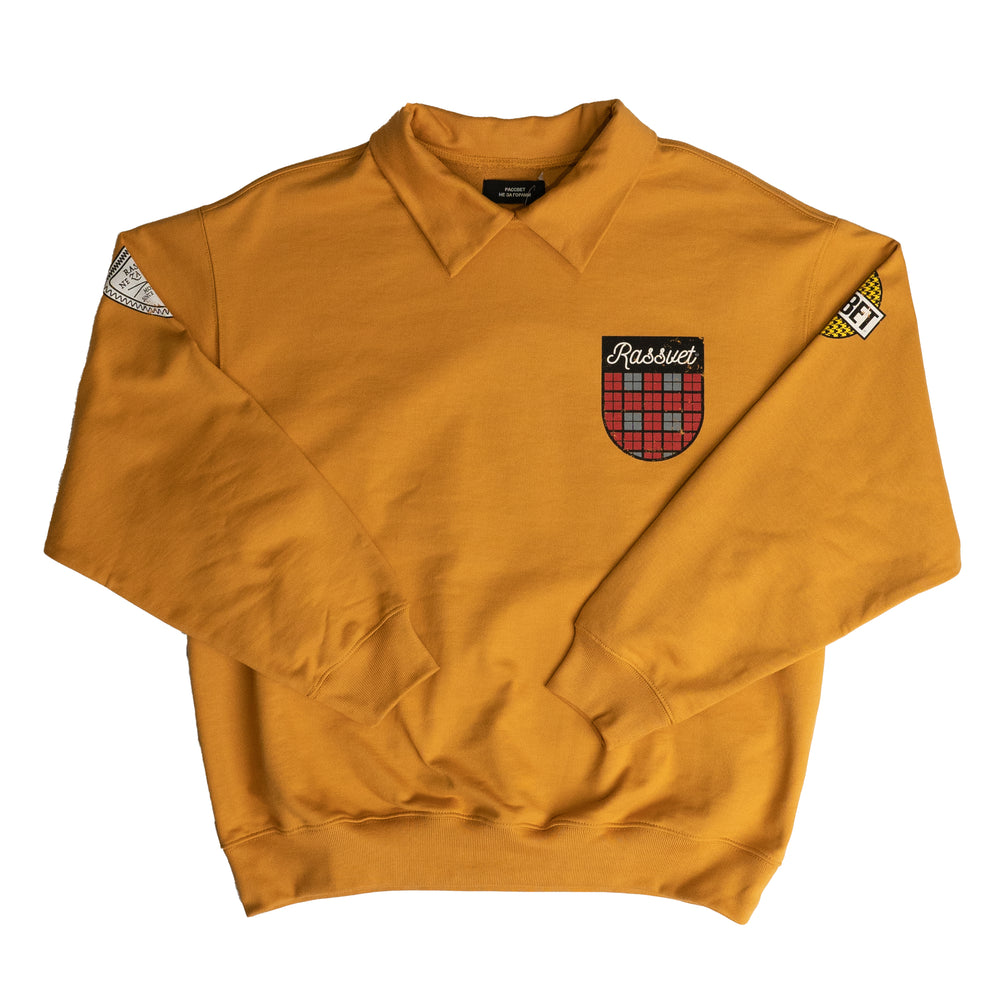 
                
                    Load image into Gallery viewer, RASSVET Varsity Collared Sweatshirt In Orange - CNTRBND
                
            